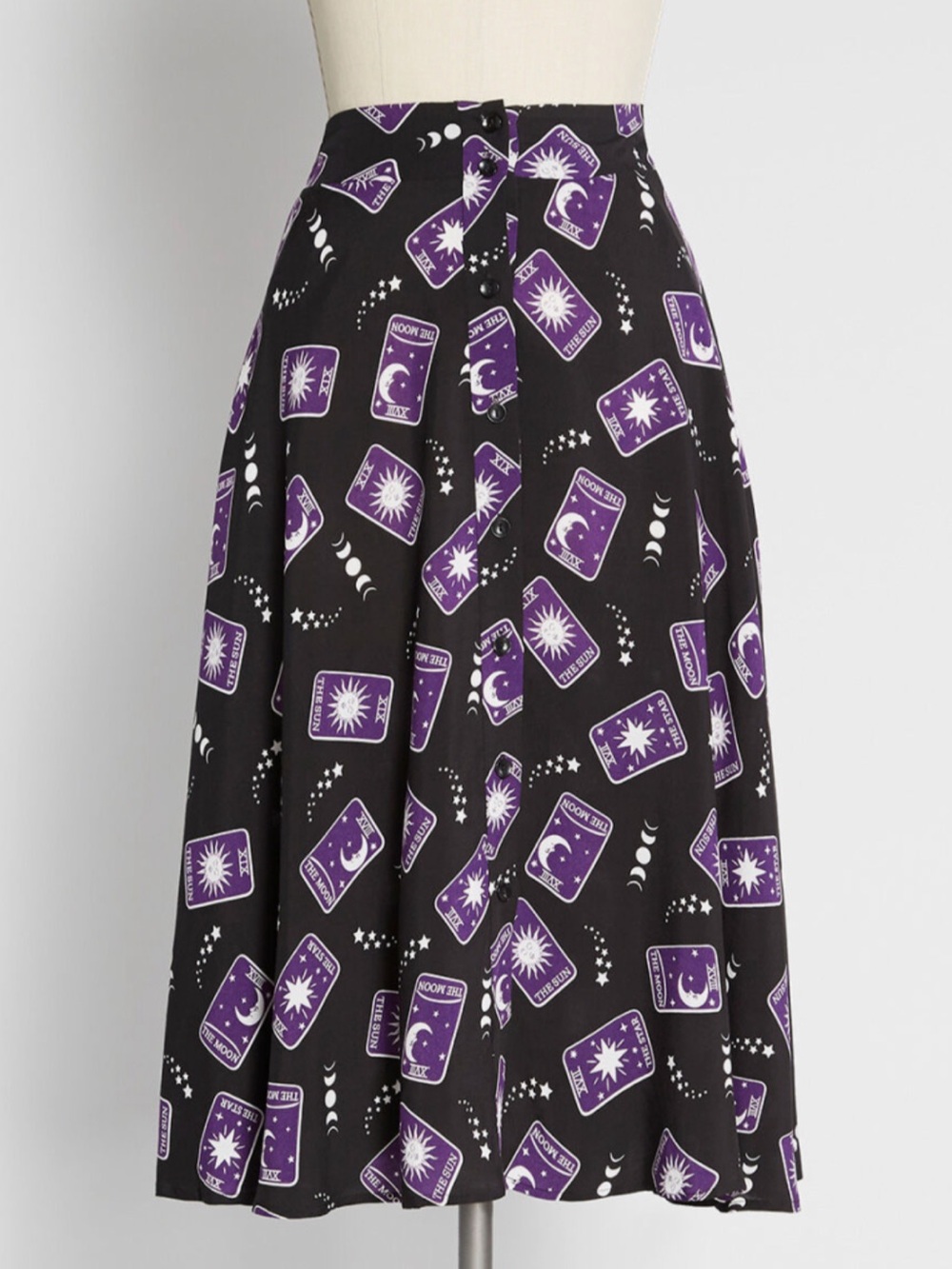 Modcloth x Collectif Tarot Witchy Midi Button Front Skirt